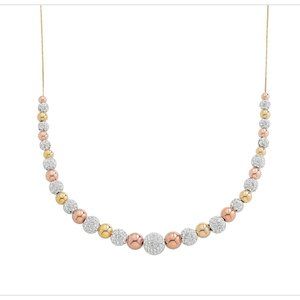 10k Gold and Sterling Silver Two Tone Crystal Graduated Bead Necklace & Earrings